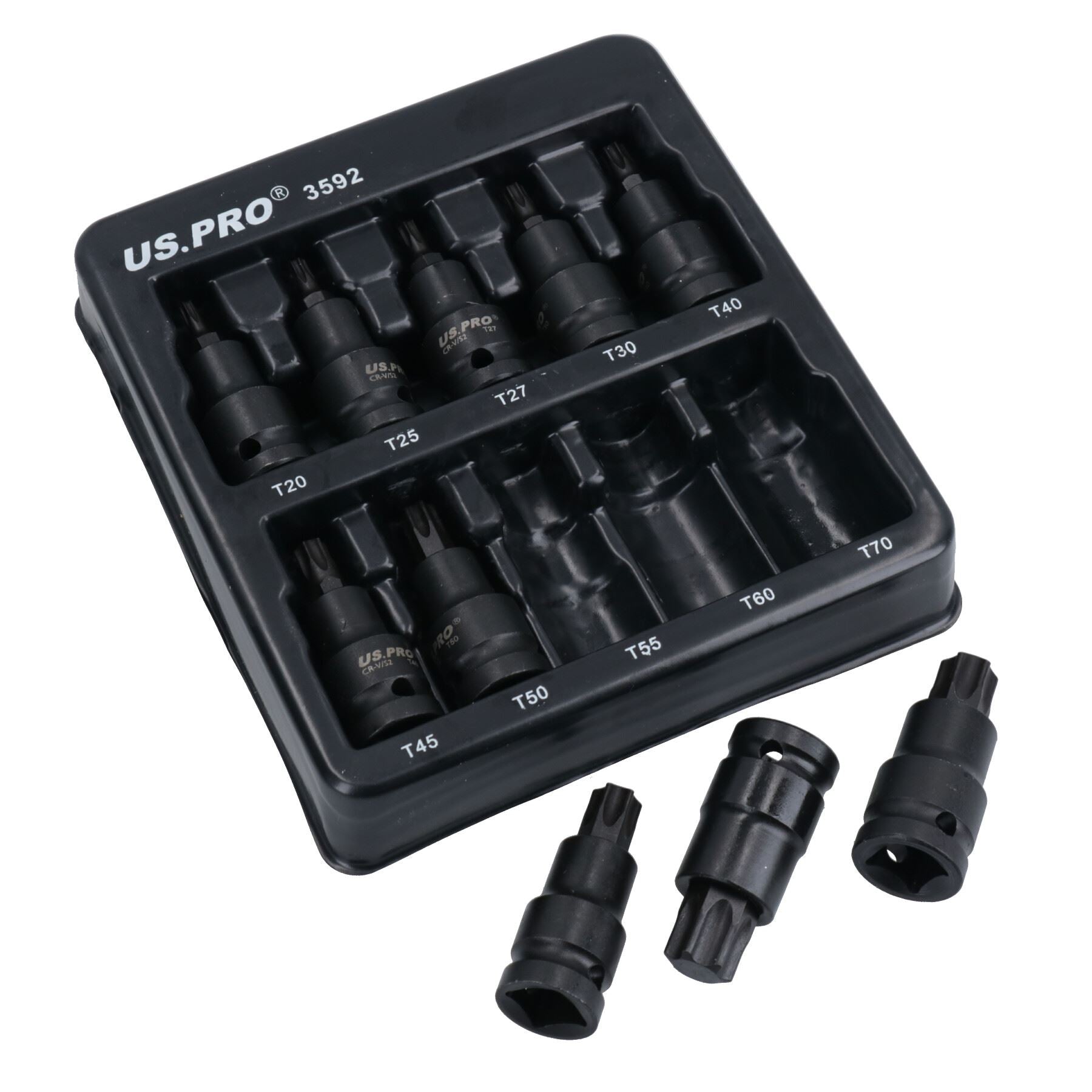 1/2in Drive Male Torx Star Impacted Impact Shallow Sockets T20 – T70 10pc