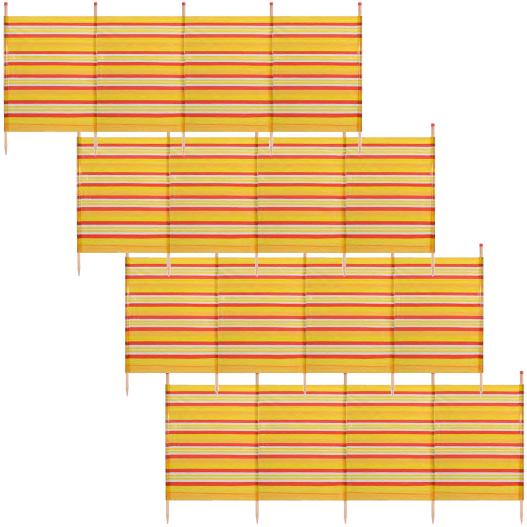 5 Pole Windbreak Beach Shelter 1.2m by 2.8m Screen Privacy Yellow Stripe