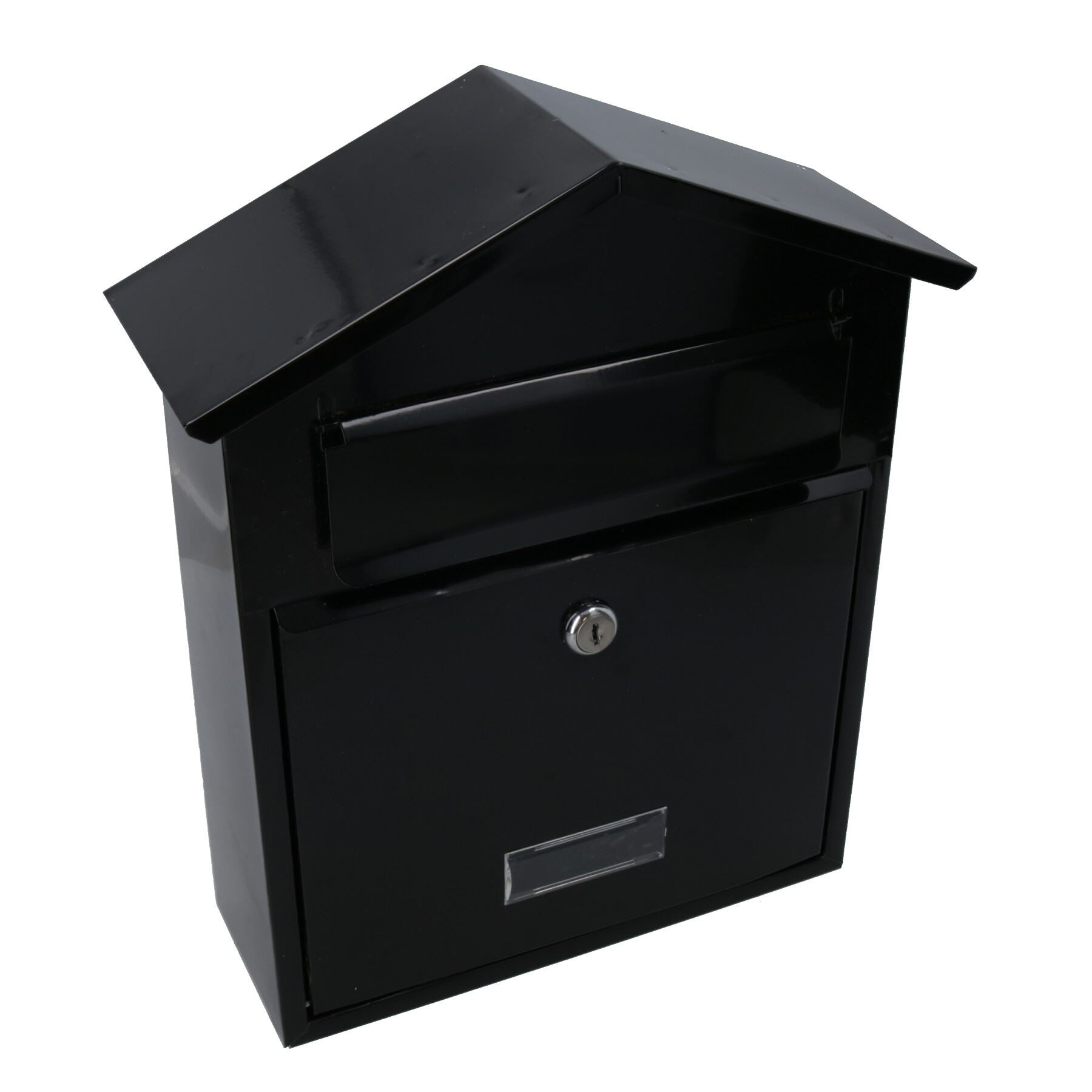 Letter Post Mail Box Metal Black Wall Door Gate Fence Garden House Lockable