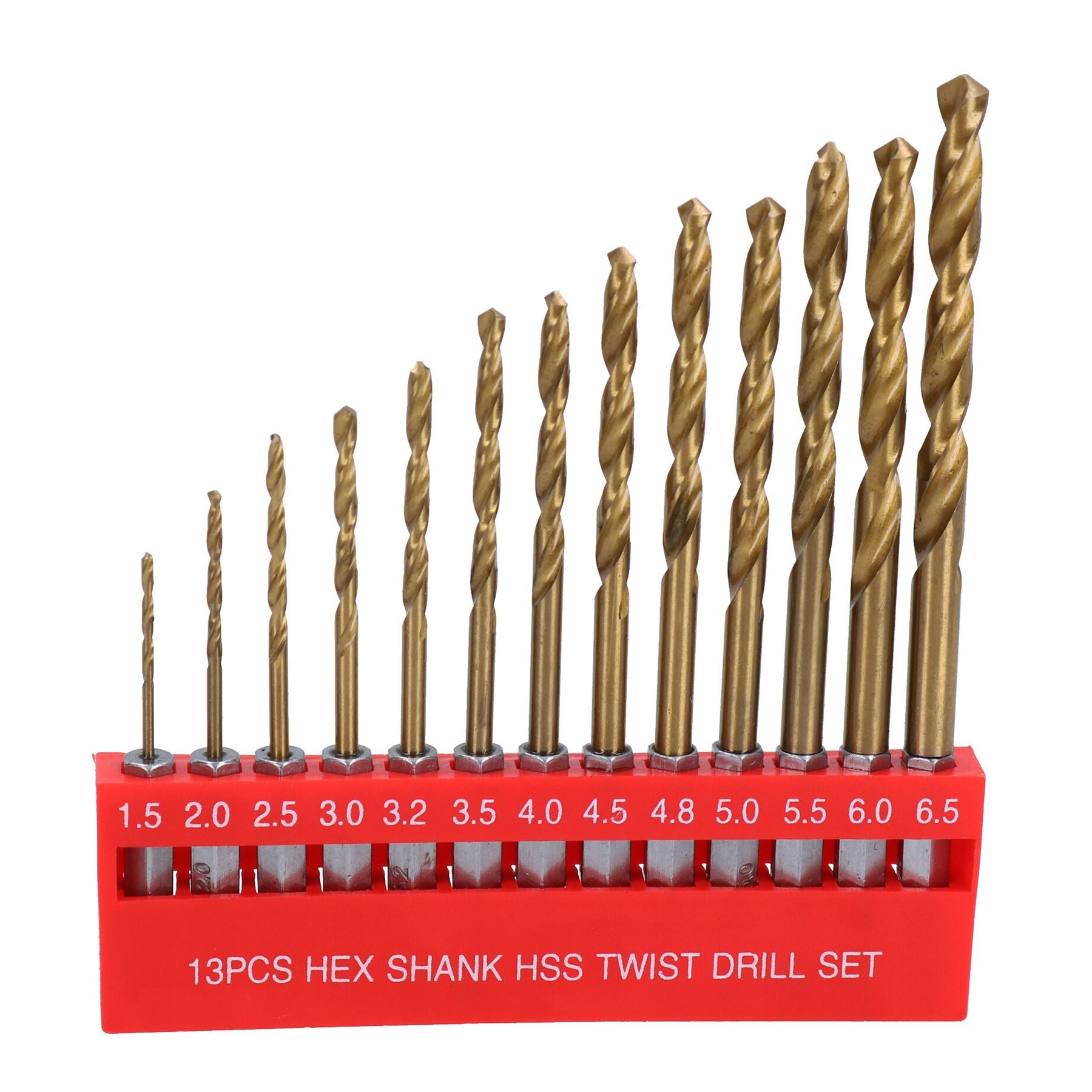 Metric Titanium Drill Bit Set With 1/4" Hex Shank 1.5 - 6.5mm 13pc