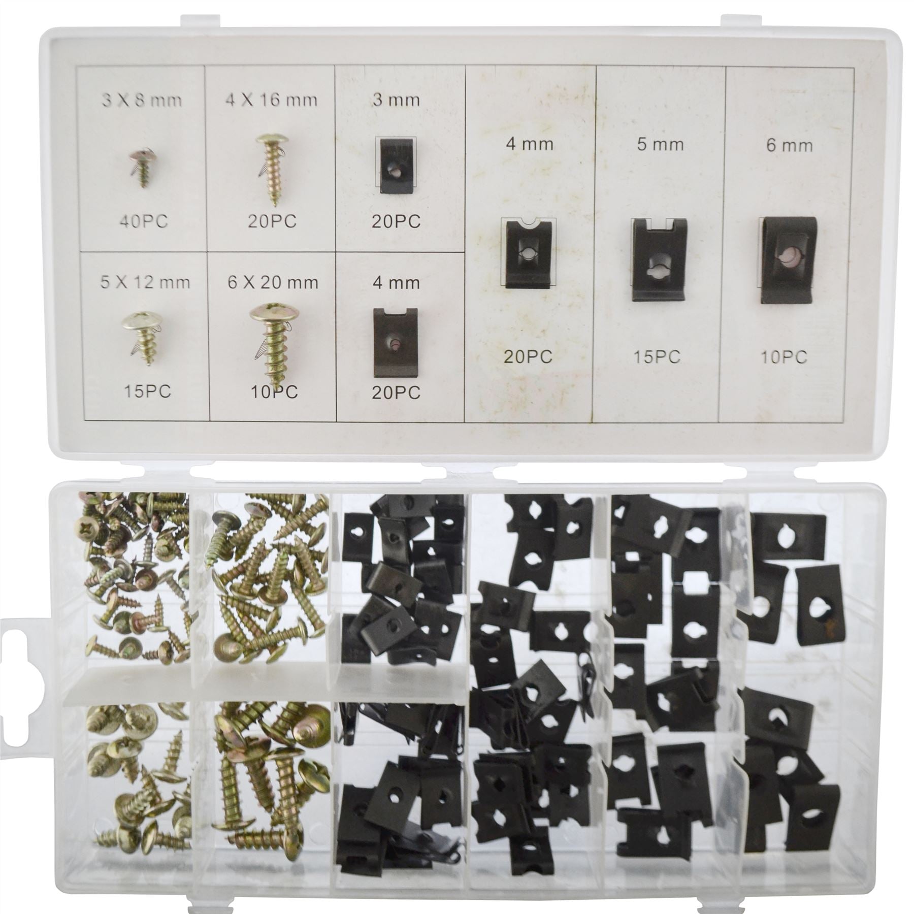 Screw And U Type Cushion Speed Clips Assortment Kit Fastener Trim Panel 170pcs