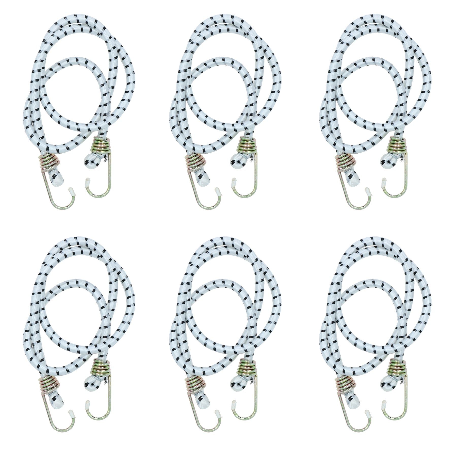 48” Heavy Duty Bungee Cords Fasteners Tie Downs Fastening Metal Hooks 6pk