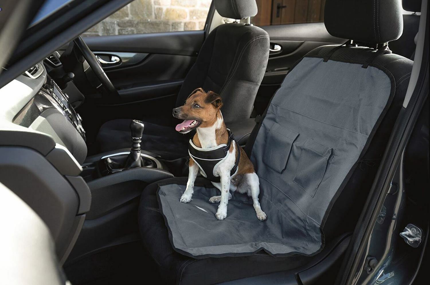Durable Single Car Seat Cover Protector Dog Car Road Trips With Storage Pocket