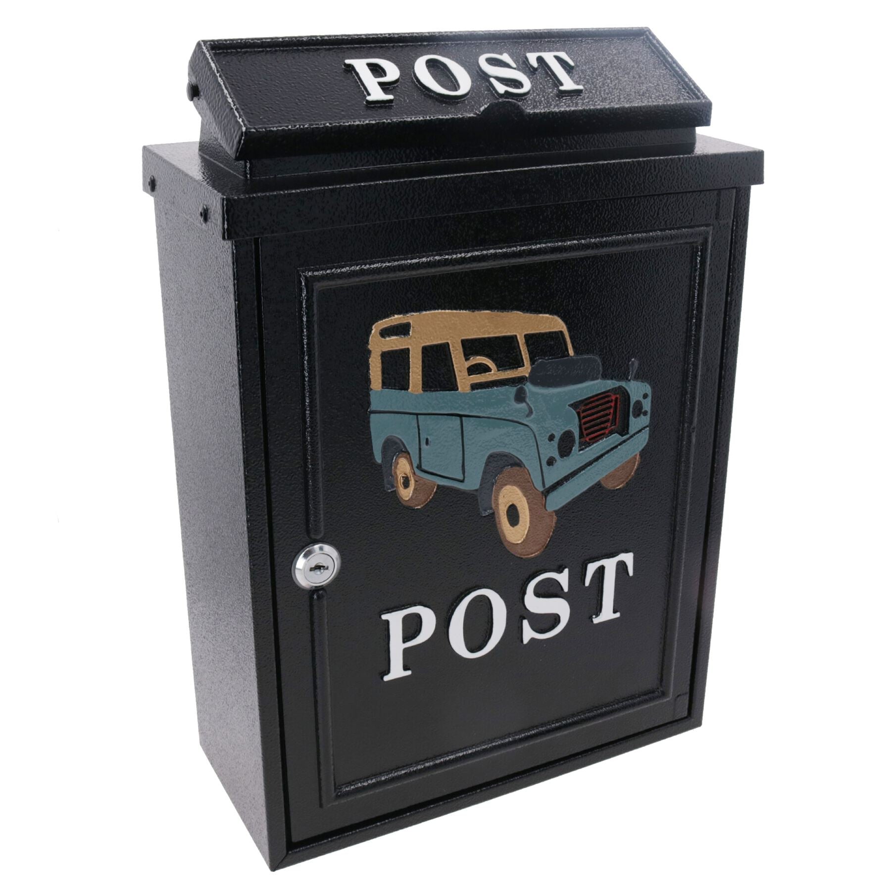 Landrover Defender Letter Post Mail Box Metal Black Wall Door House Lockable