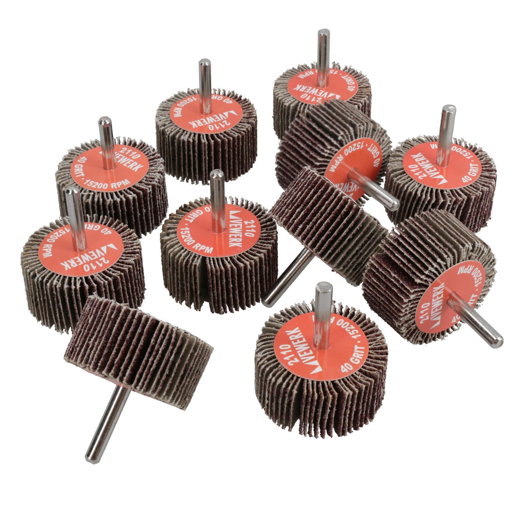 Flap Wheel Disc Shaft Mounted Abrasive Sanding Drill 50mm 40Grit 10PK AT352