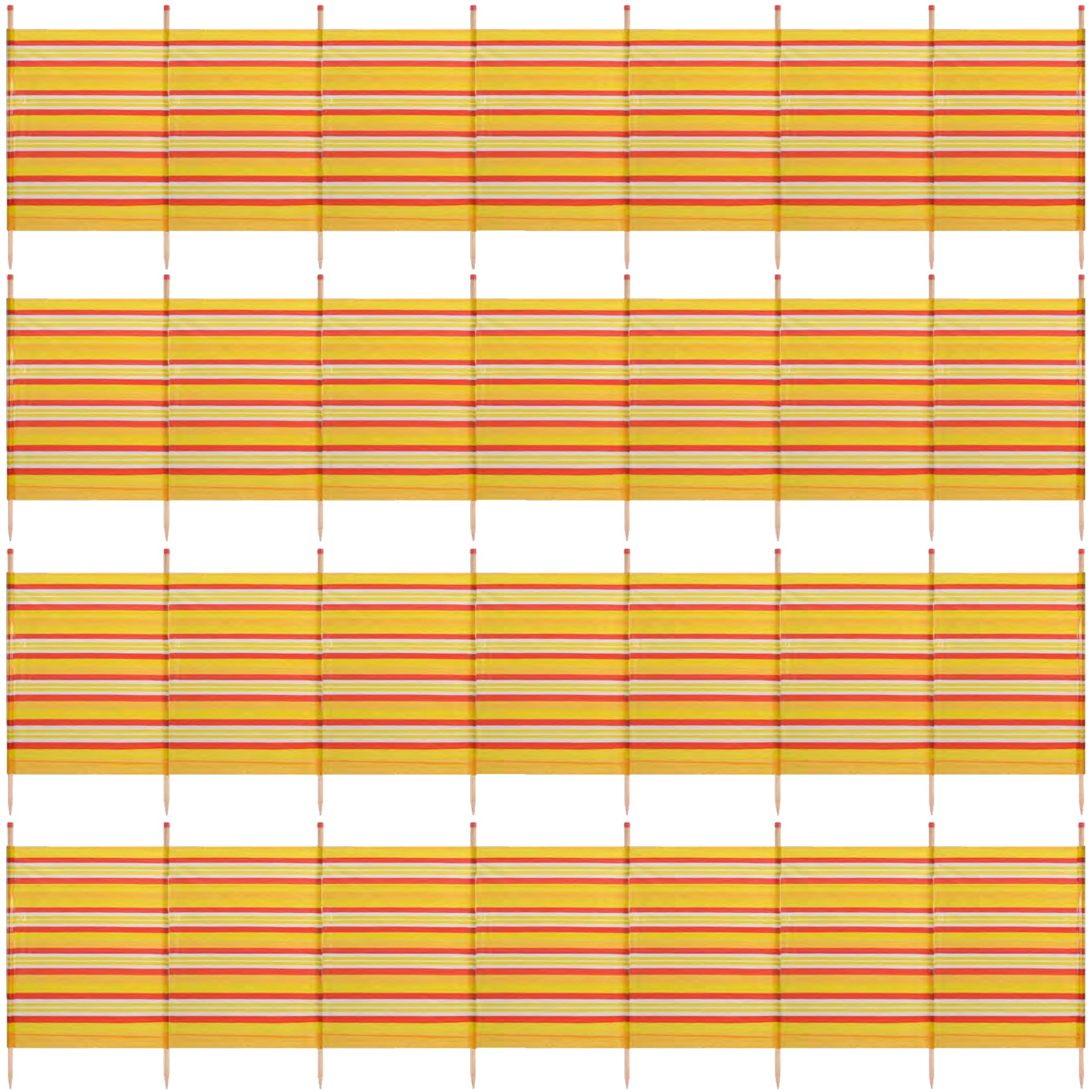 8 Pole Windbreak Beach Shelter 1.5m by 4.6m Screen Privacy Yellow Stripe