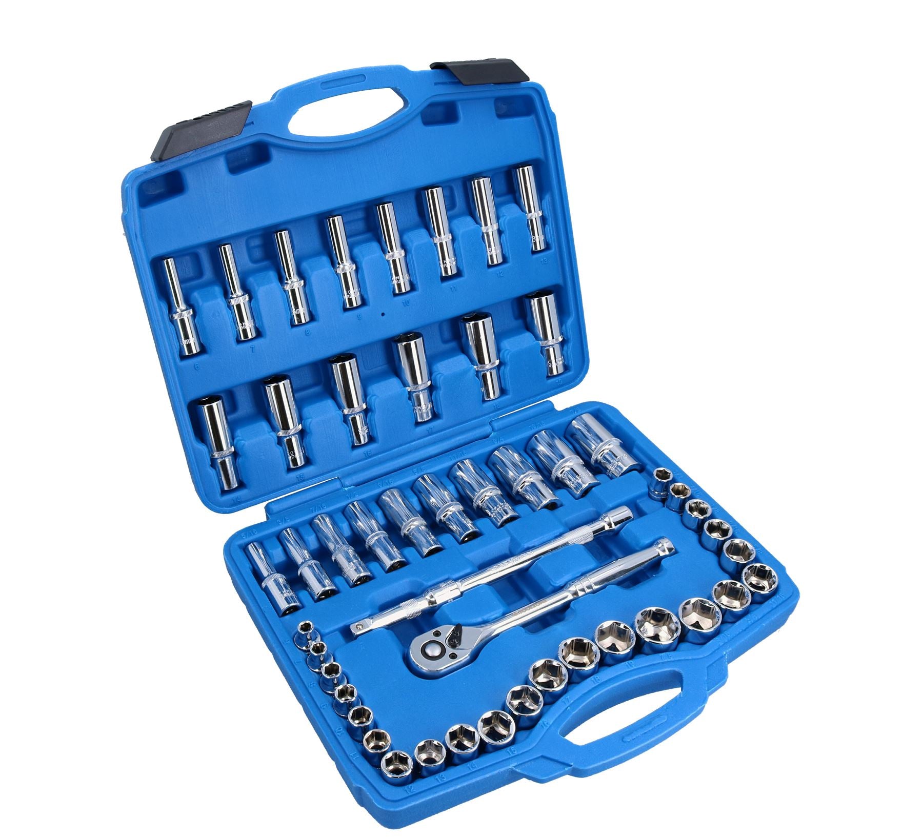 3/8” Drive Metric Imperial Socket Set Shallow + Deep 6 – 19mm / 5/16 – 7/8 50pc