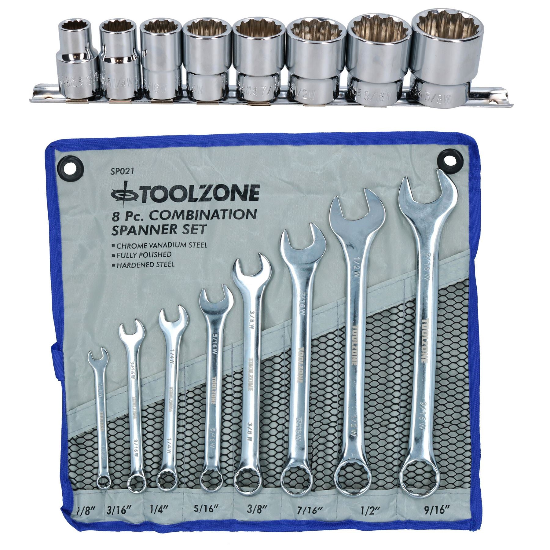 1/2" BSW 8pc Whitworth Shallow Sockets & 8pc BSW Whitworth Spanners TE078_TE079