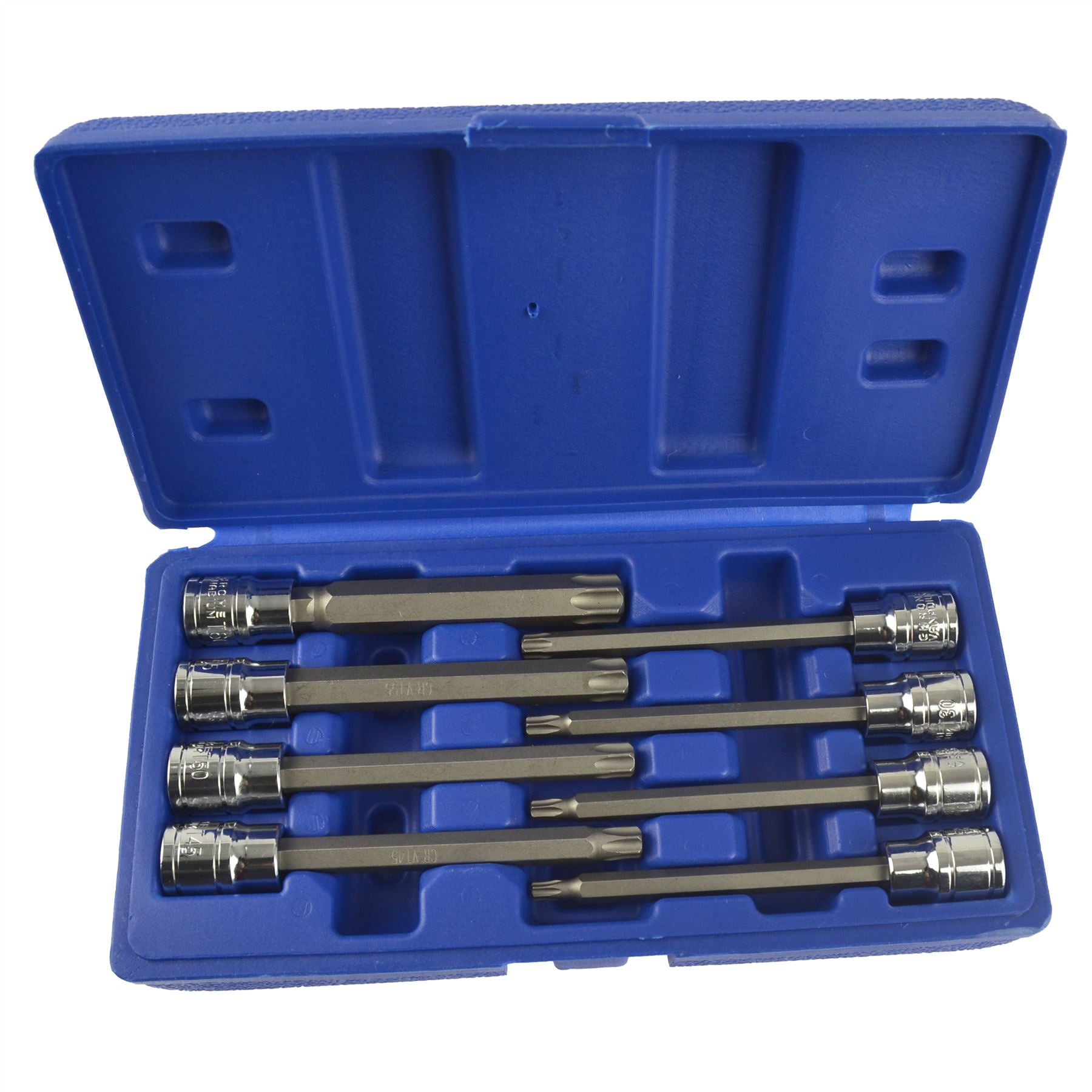 8pc 3/8" Drive T25-T60 Star Torx Socket Bit Set Ratchet Torque 110mm Long AT432