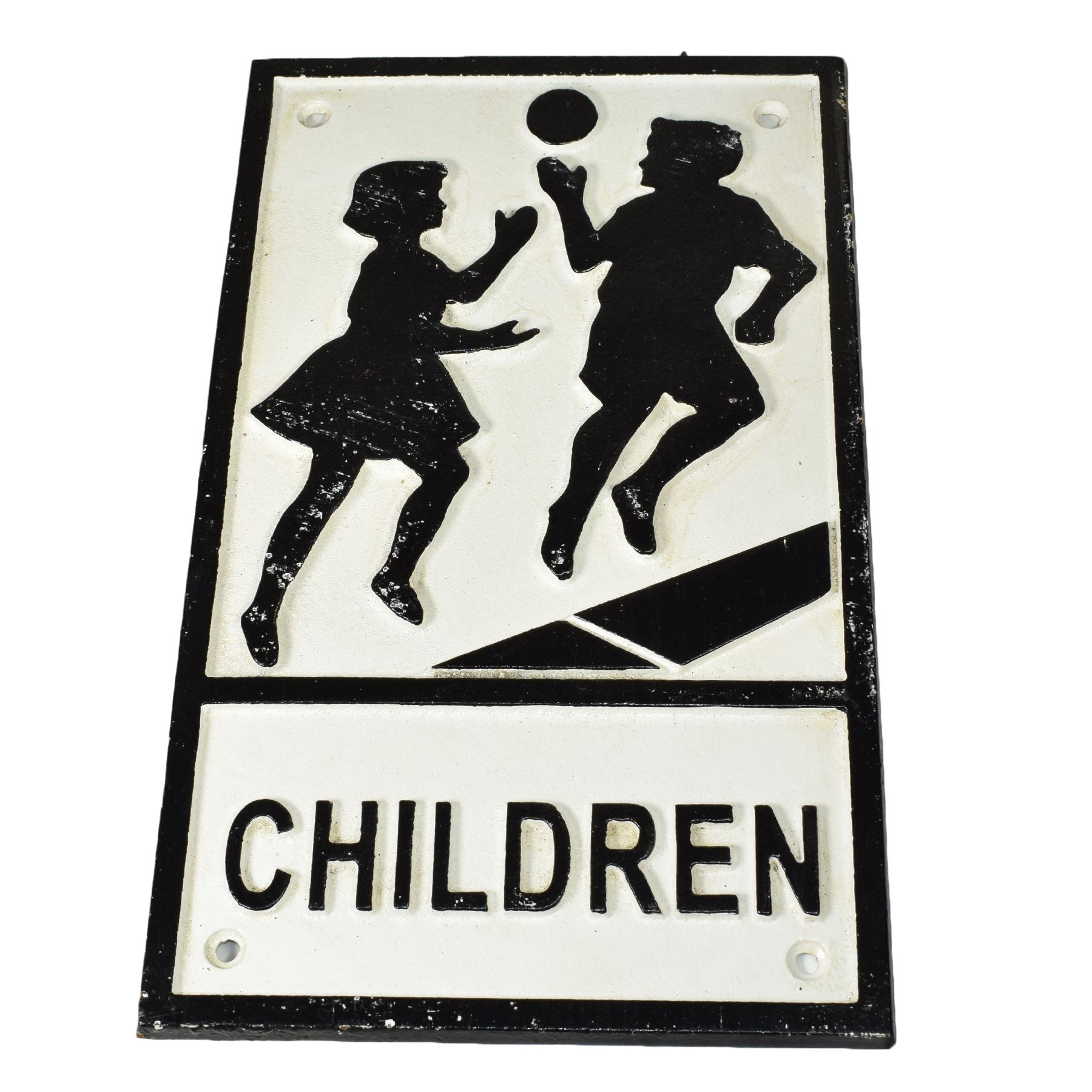 "Children" Playing Cast Iron Sign Plaque Door Wall House Fence Gate Post