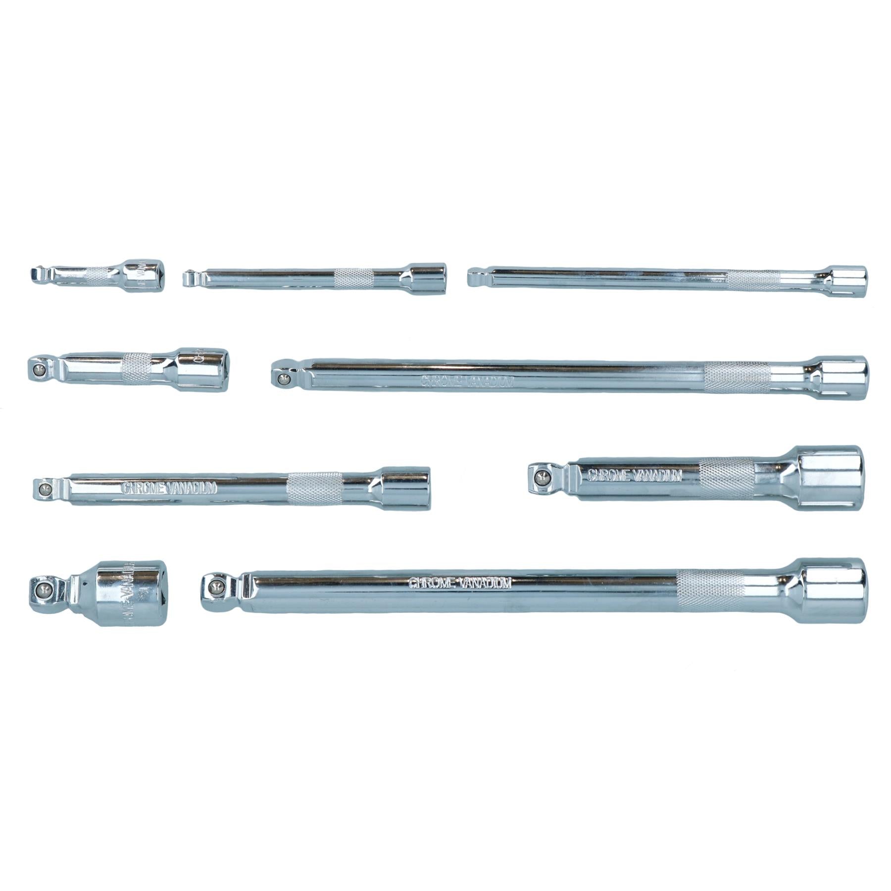 1/2" 3/8" 1/4" Drive 9pc Extension Straight Wobble Bar Socket Set TE068