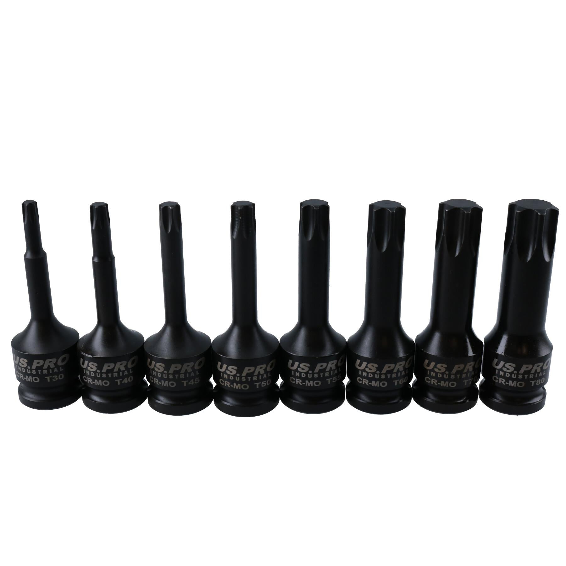 1/2" Drive Deep Impact Impacted male Torx Star Sockets T30 - T80 8pc Set