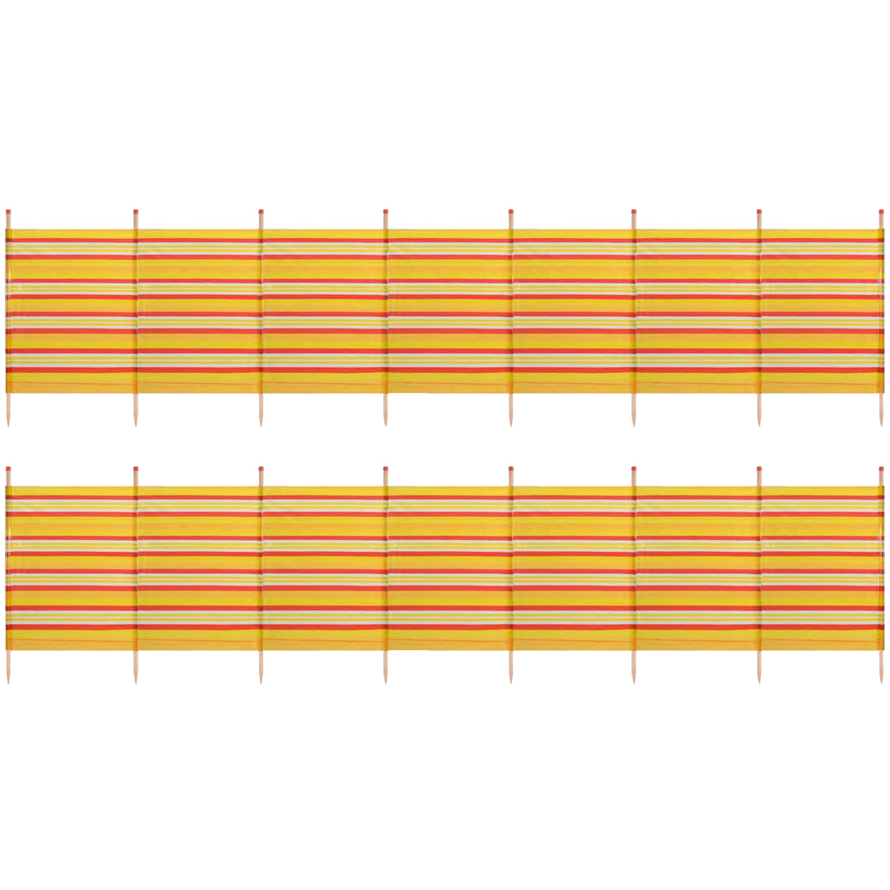 8 Pole Windbreak Beach Shelter 1.5m by 4.6m Screen Privacy Yellow Stripe