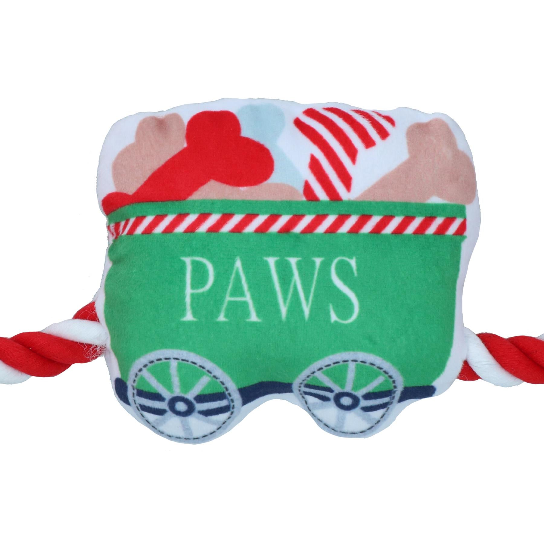 Dog Christmas Santa Paws Express Rope Plush Toy Squeaky Rope Play Xmas Gift