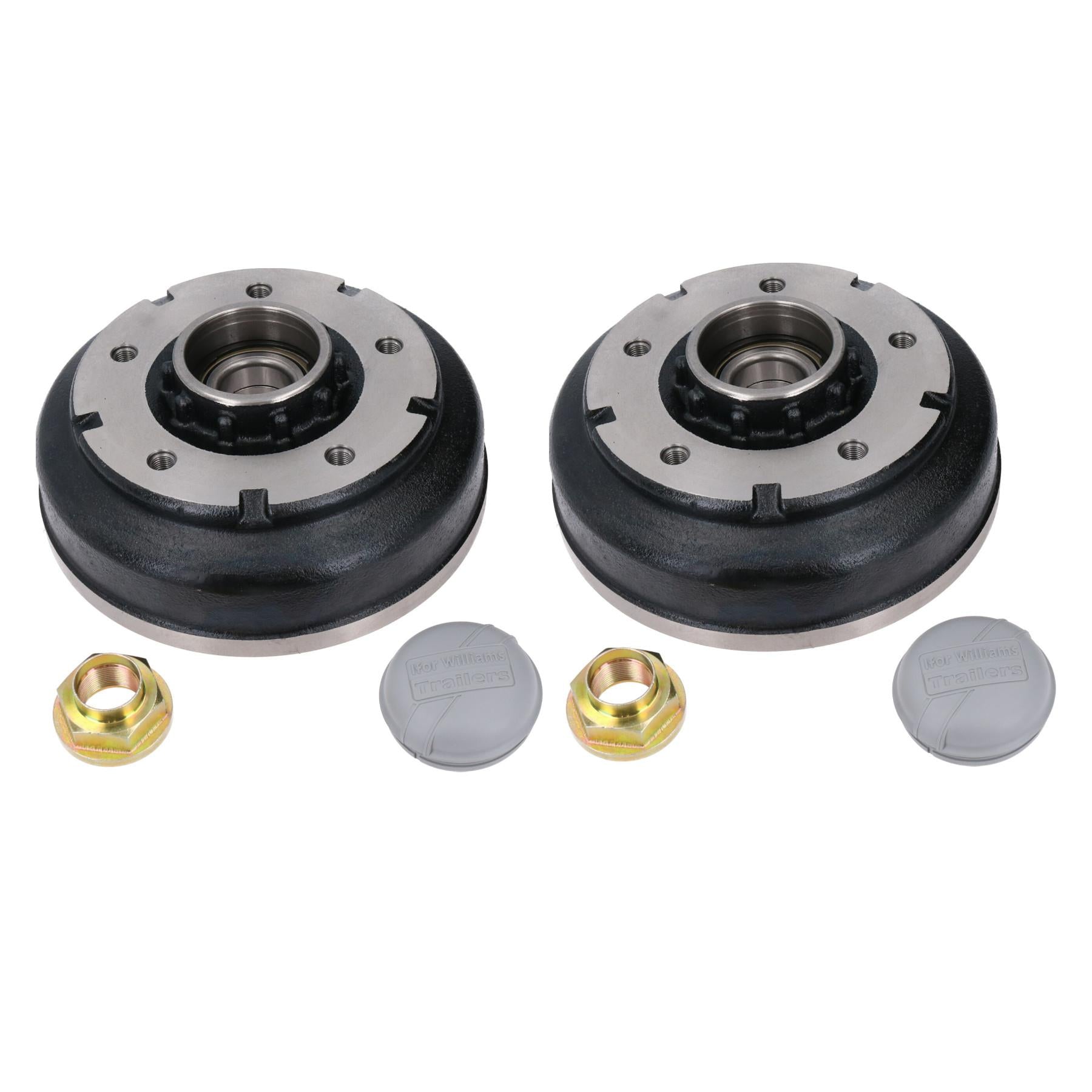 2pk 250 x 40mm Brake Drums & Bearings for Ifor Williams Trailer 5 Stud 6.5" PCD