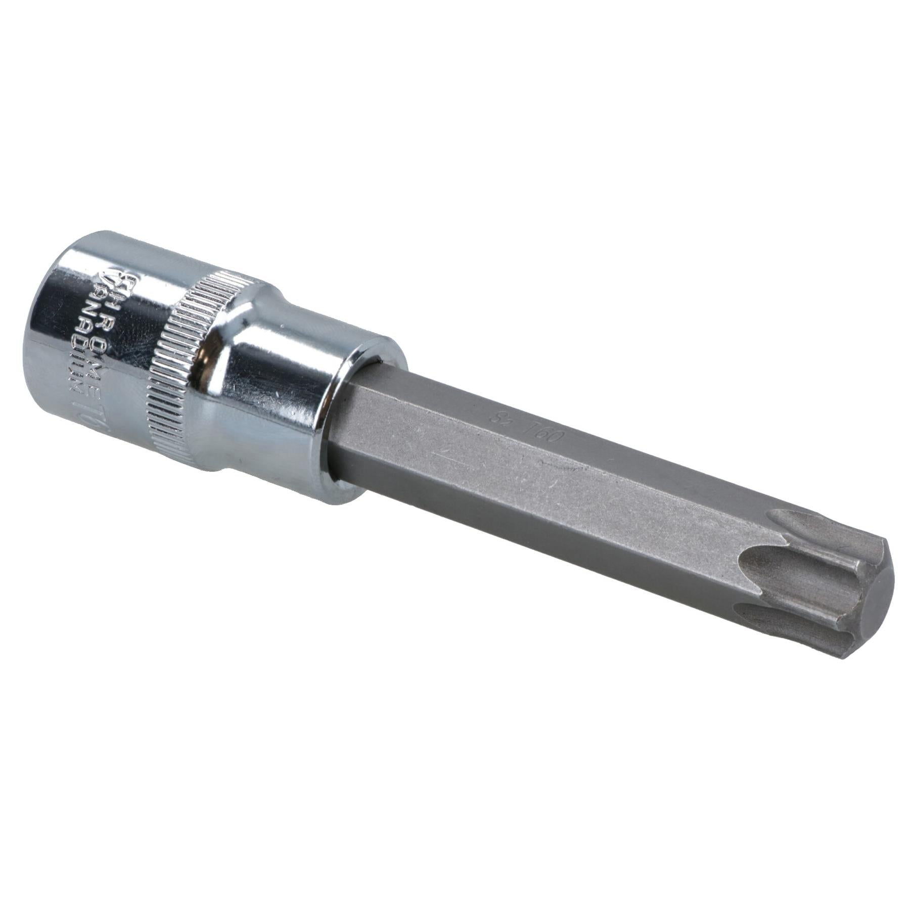 T60 x 100mm Male Extra Long Torx Bit Socket 1/2in Drive CRV S2 Steel
