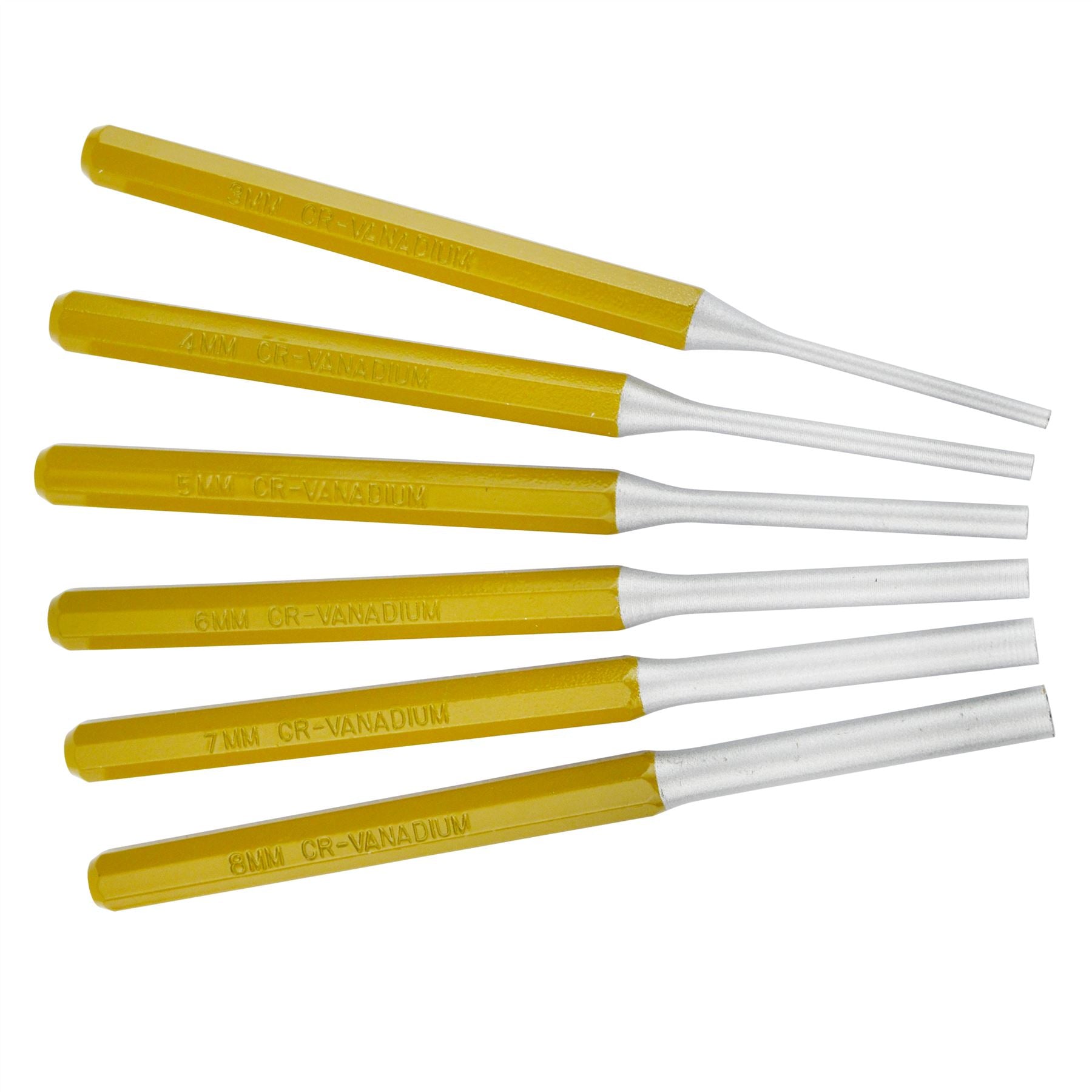 6pc Parallel Pin Punch 3 - 8mm Set 6" ( 150mm ) Chrome Vanadium TE714