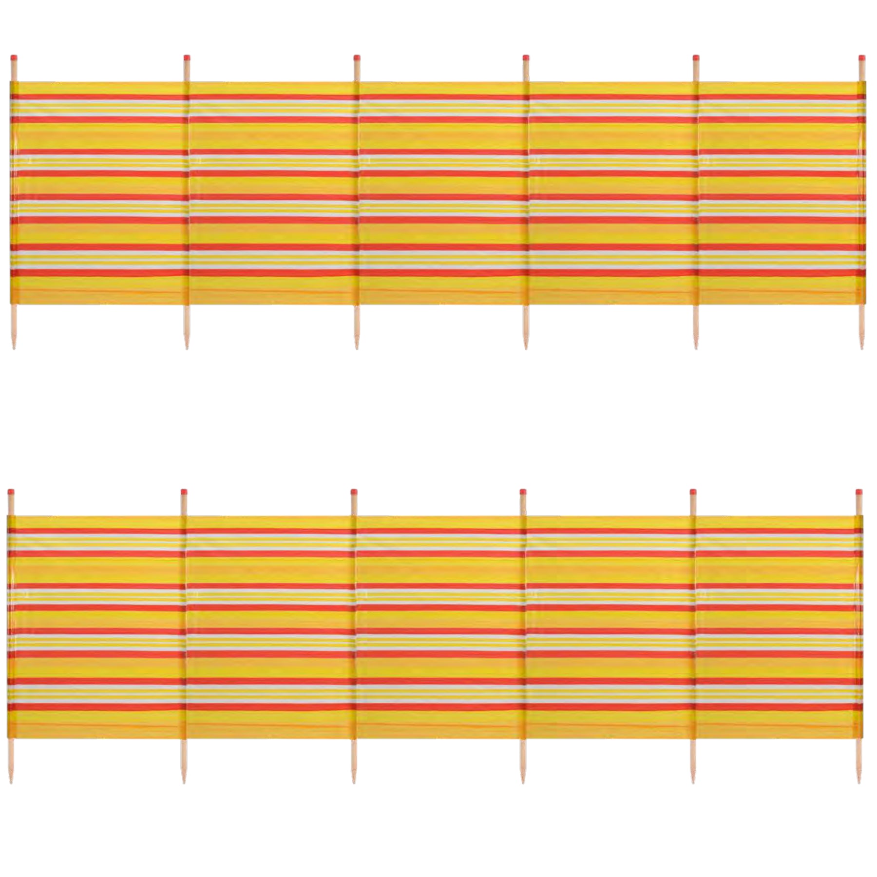 6 Pole Windbreak Beach Shelter 1.2m by 3.7m Screen Privacy Yellow Stripe
