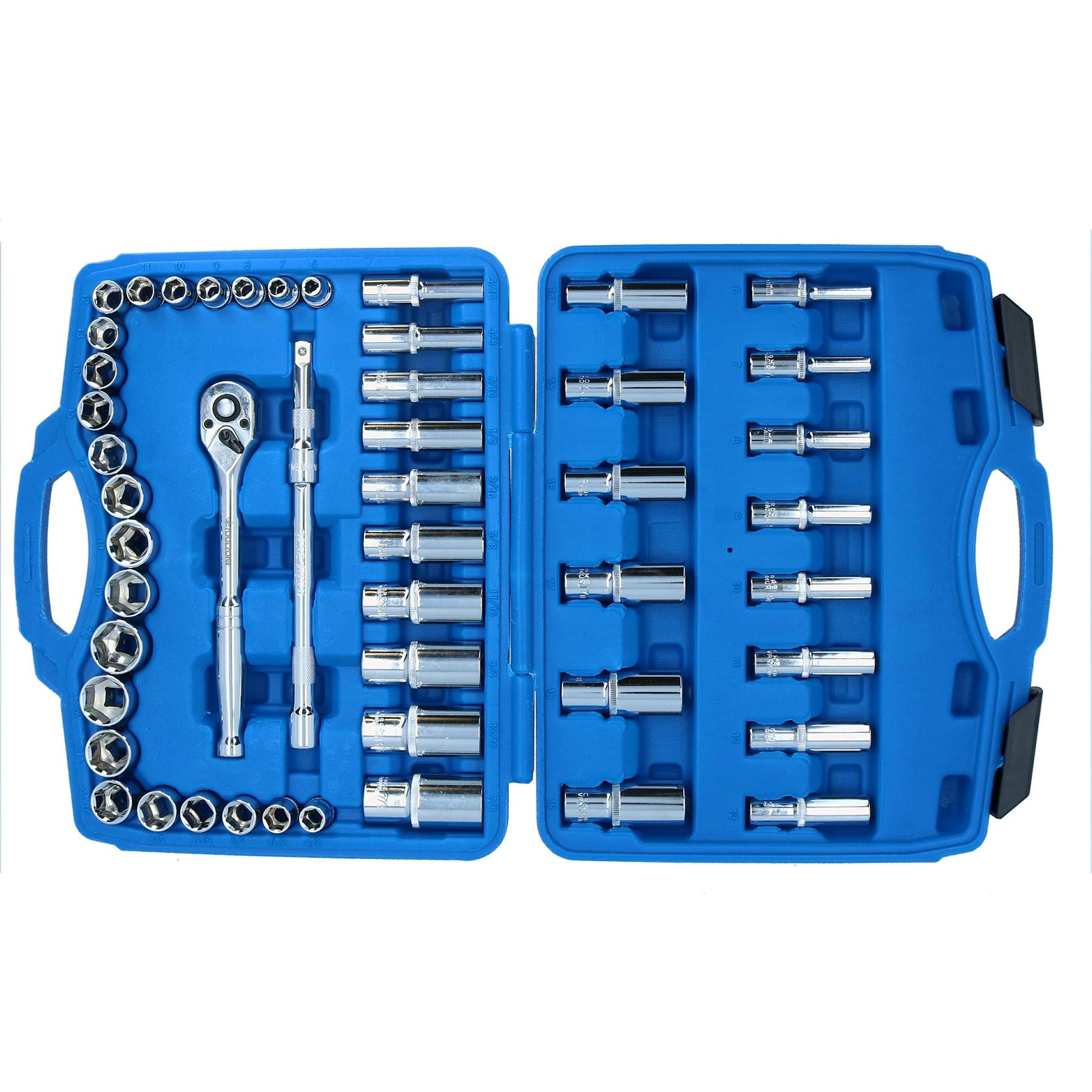 3/8” Drive Metric Imperial Socket Set Shallow + Deep 6 – 19mm / 5/16 – 7/8 50pc