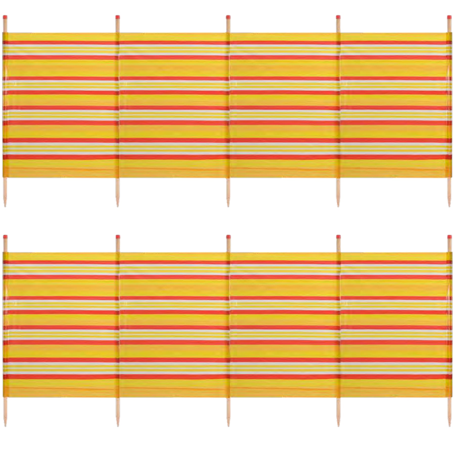 5 Pole Windbreak Beach Shelter 1.2m by 2.8m Screen Privacy Yellow Stripe