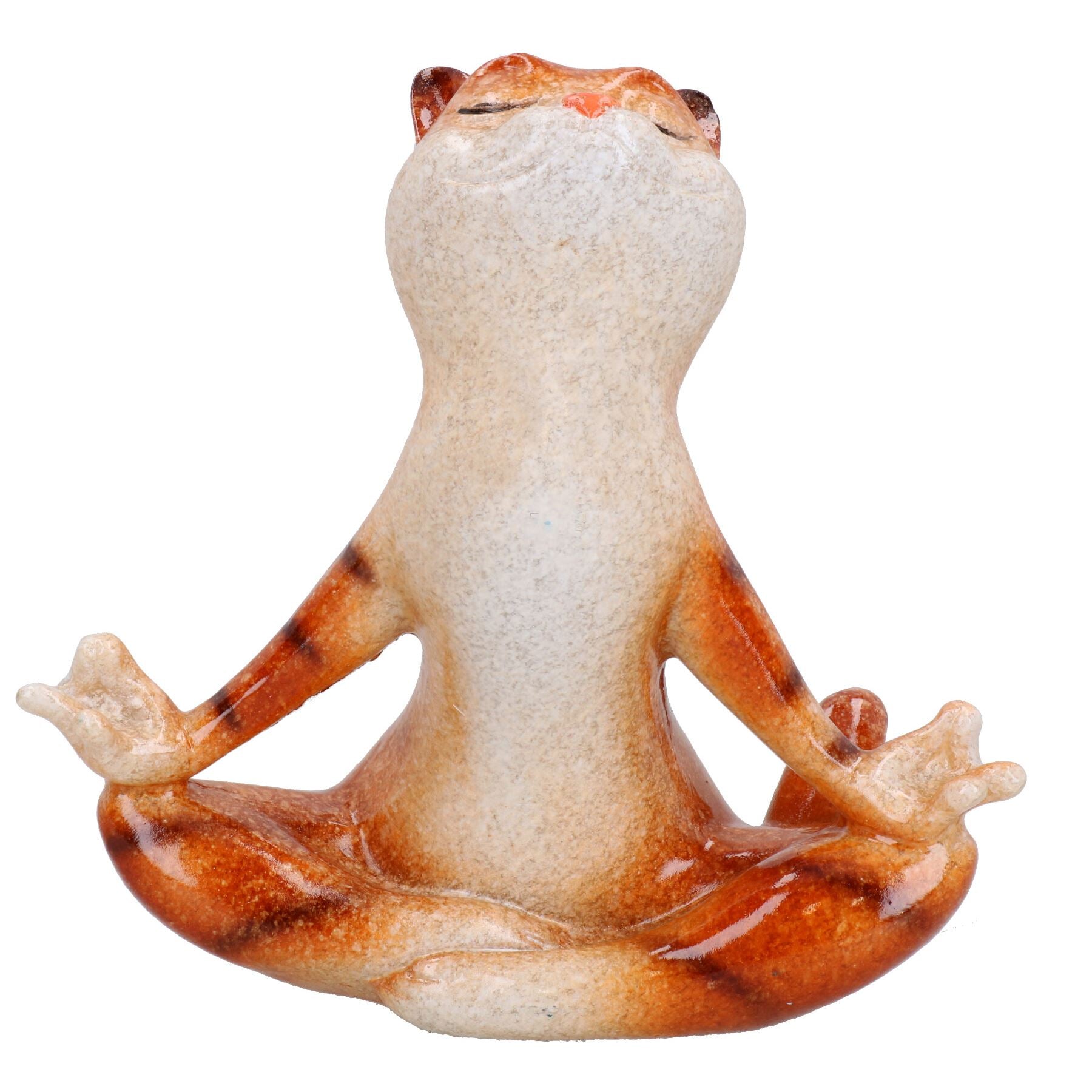 Sitting Yoga Ginger Cat Zen Ornament Statue Meditating Garden House Decor