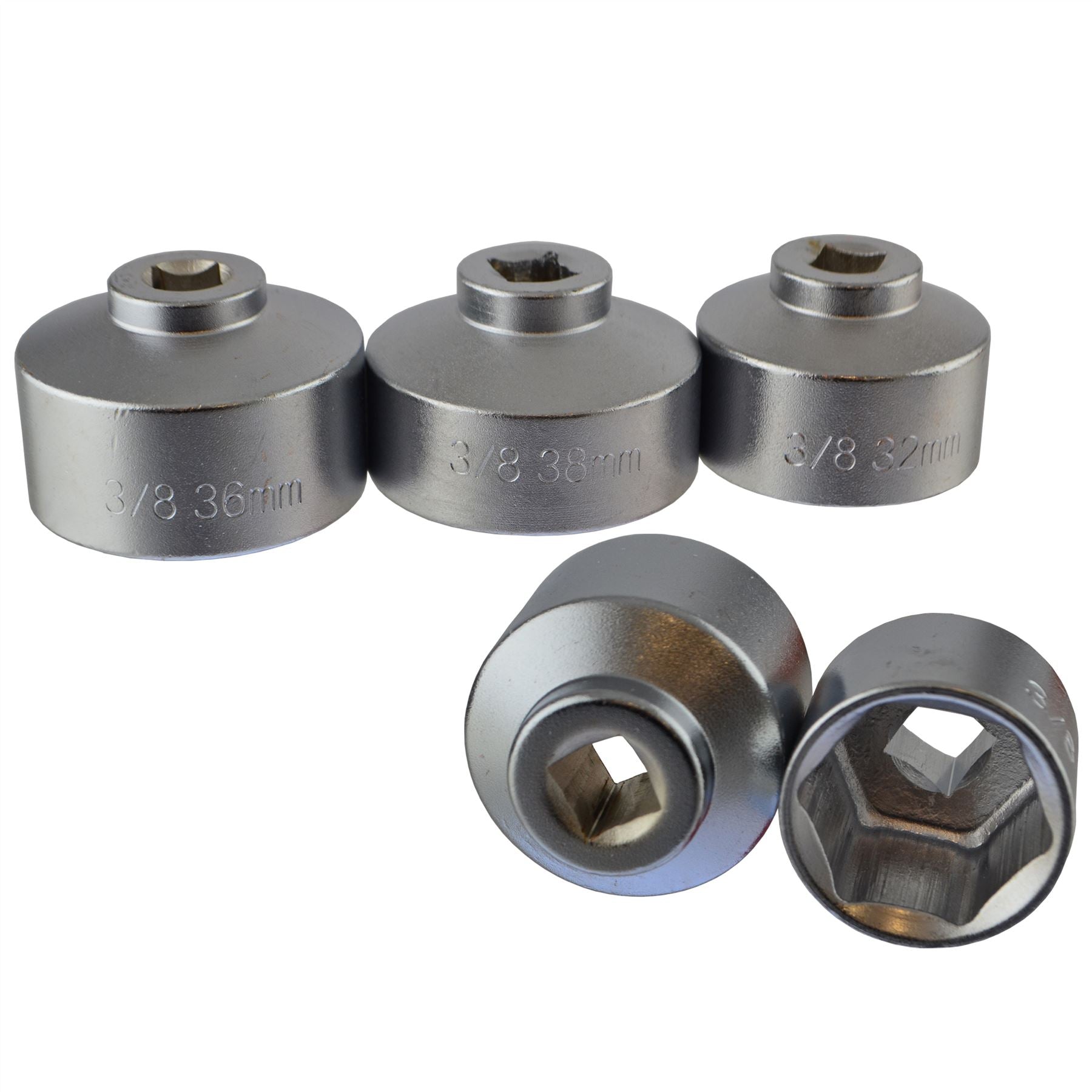 Oil Filter Socket Remover / Removal Tool / Cup Type 24mm - 38mm 5pc Set AN136