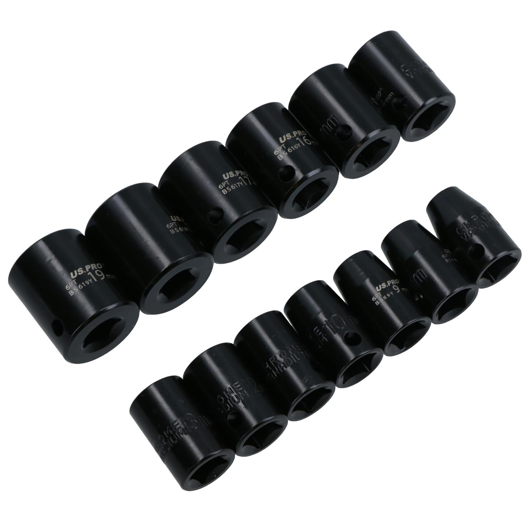 3/8" Drive Shallow Metric Impact Sockets 7mm - 19mm 13pc AT834