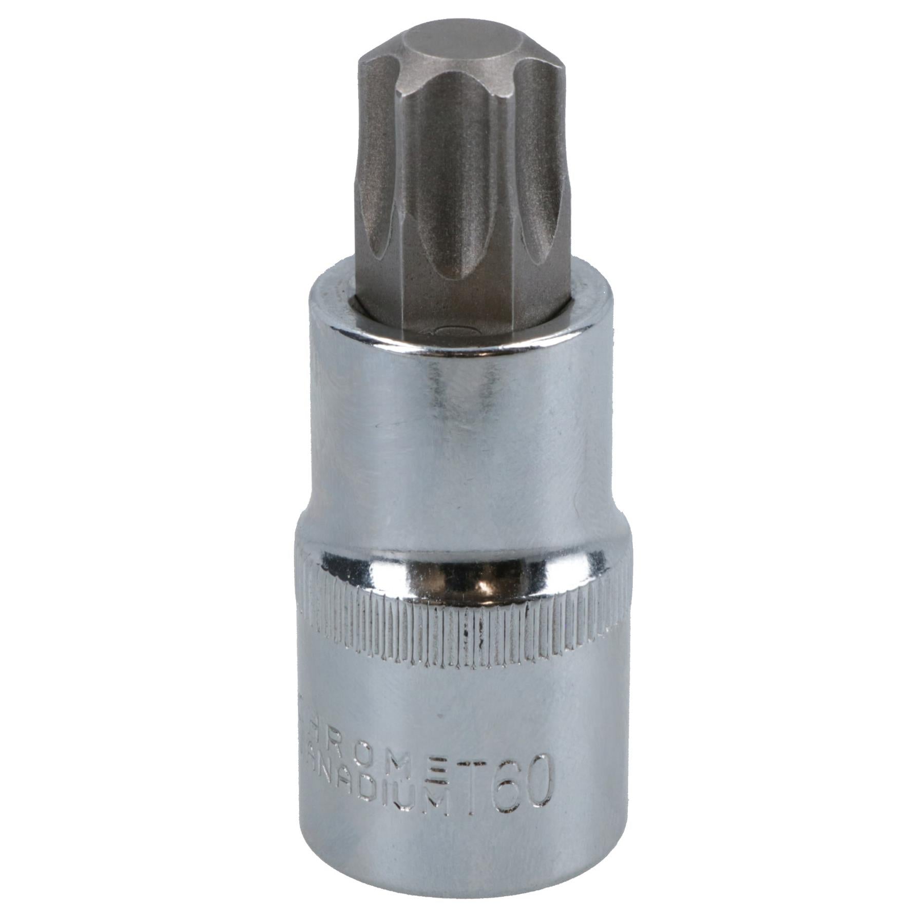 T60 x 55mm Male Shallow Short Torx Bit Socket 1/2in Drive CRV S2 Steel