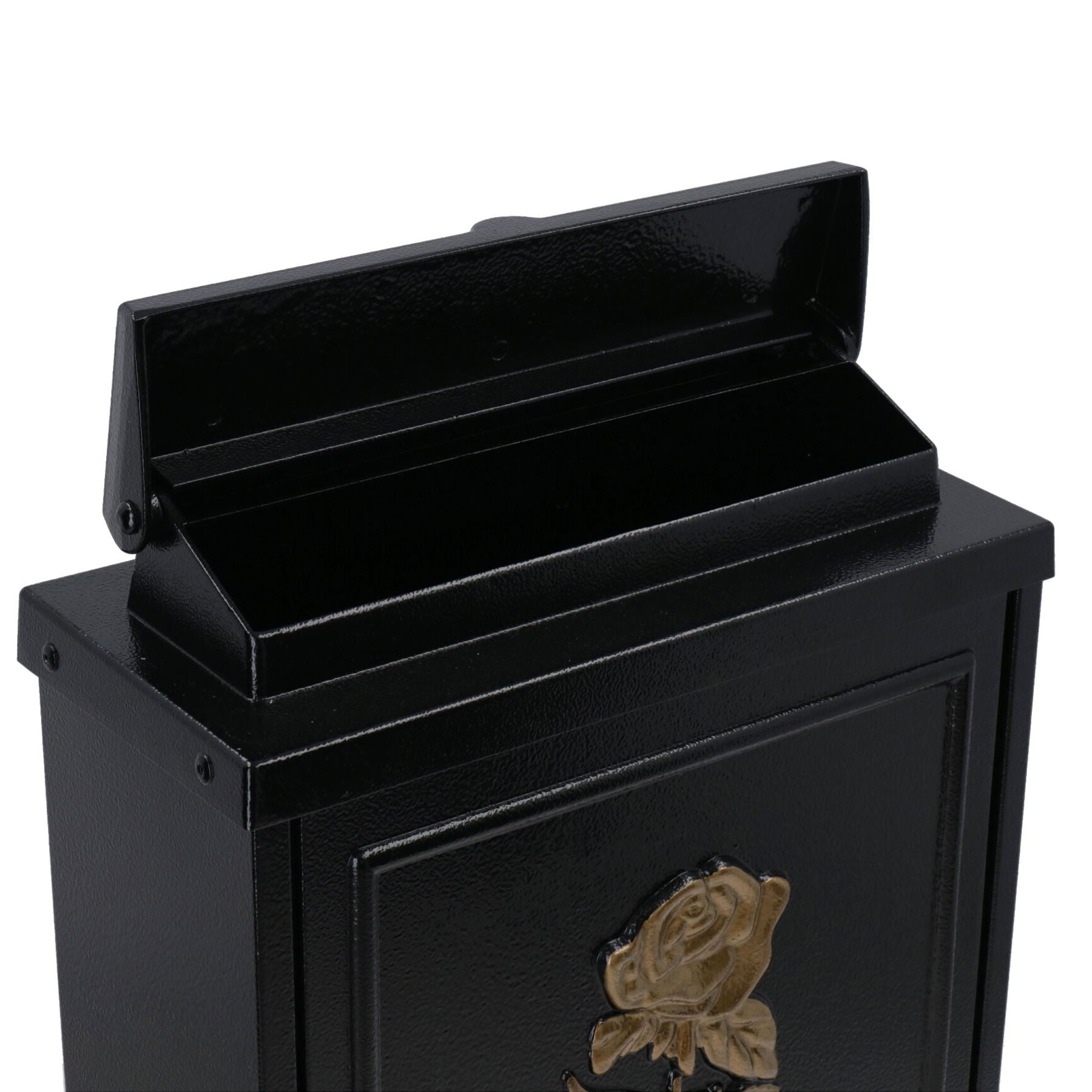 Gold Rose Letter Post Mail Box Metal Black Wall Door Gate House Lockable