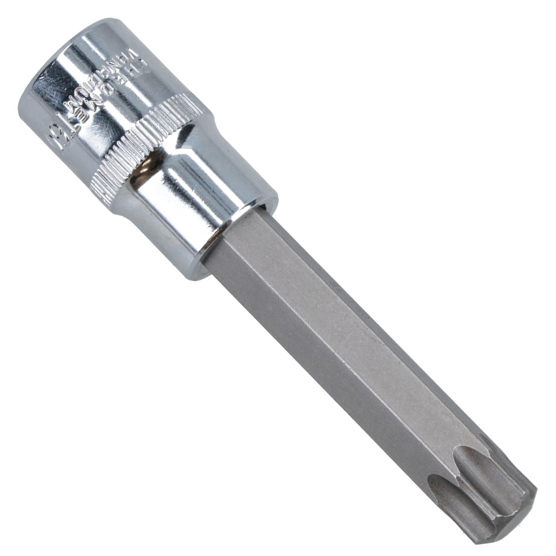 T60 x 100mm Male Extra Long Torx Bit Socket 1/2in Drive CRV S2 Steel