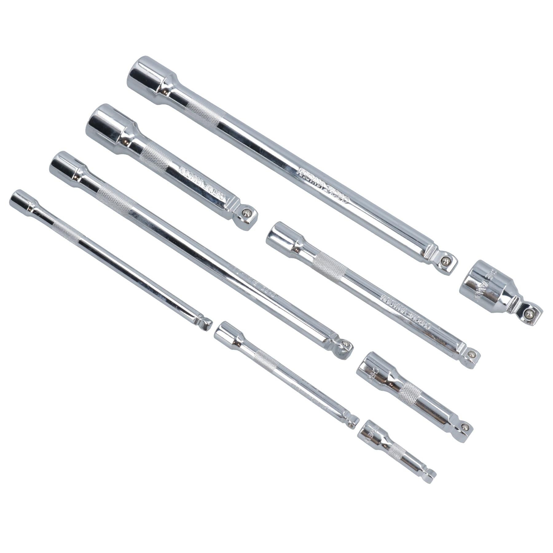 1/2" 3/8" 1/4" Drive 9pc Extension Straight Wobble Bar Socket Set TE068