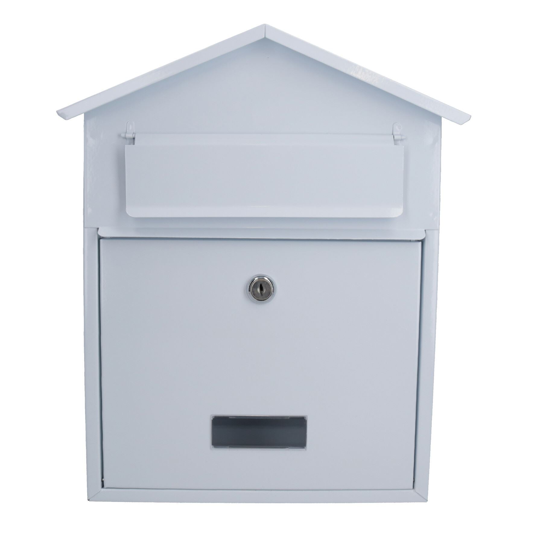 Letter Post Mail Box Metal White Wall Door Gate Fence Garden House Lockable