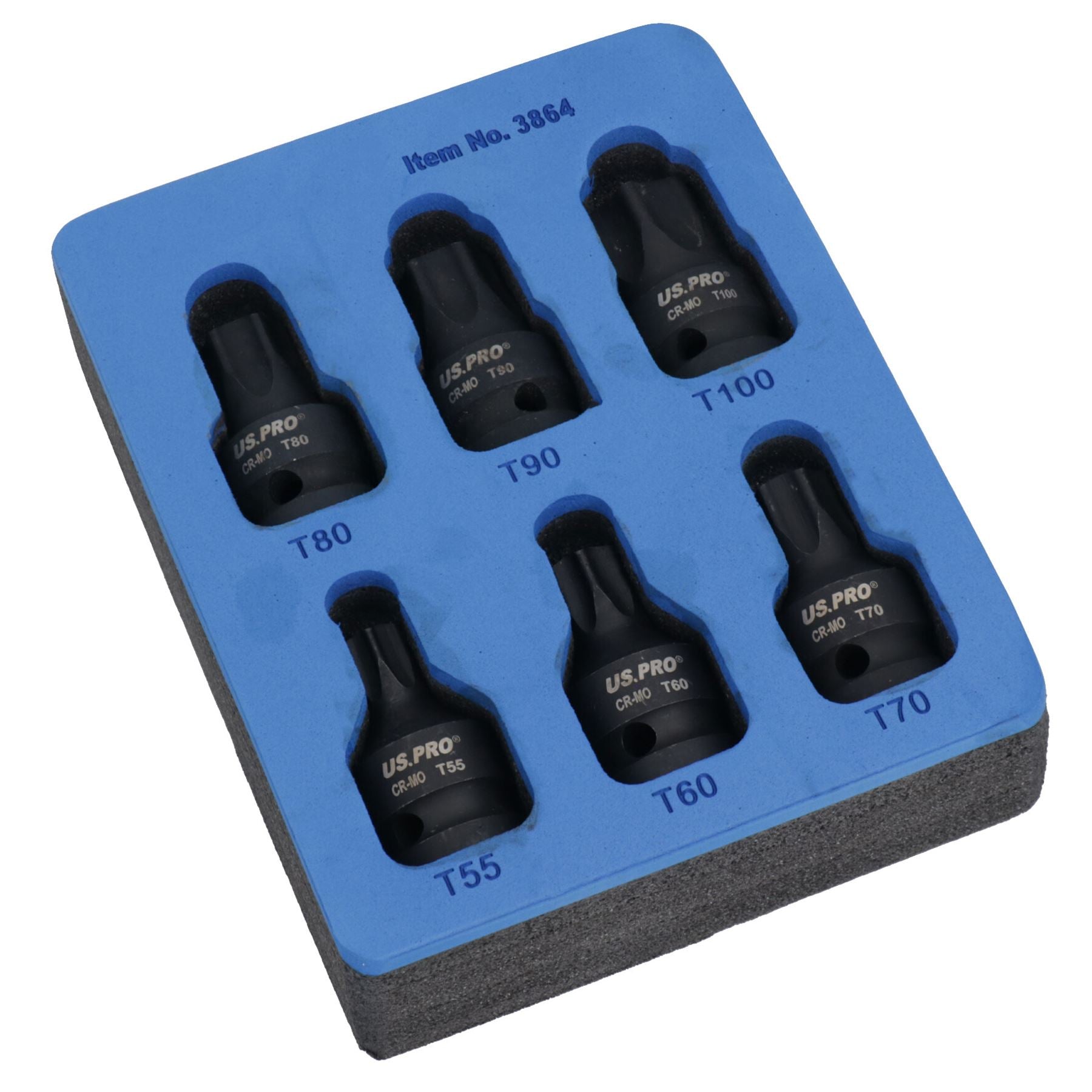 1/2in Drive Male Torx Star Impacted Impact Shallow Sockets T55 – T100 6pc