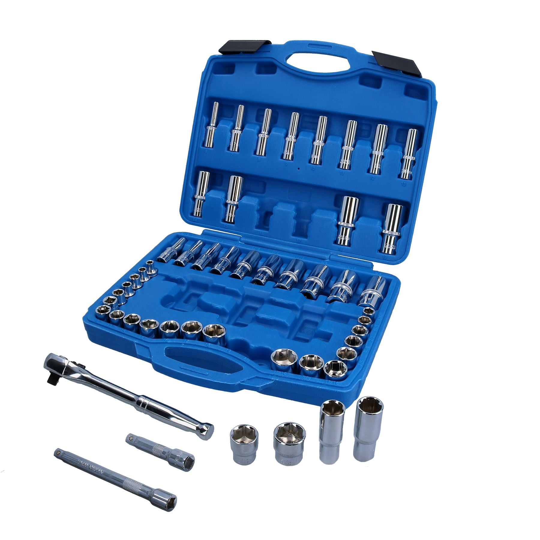 3/8” Drive Metric Imperial Socket Set Shallow + Deep 6 – 19mm / 5/16 – 7/8 50pc