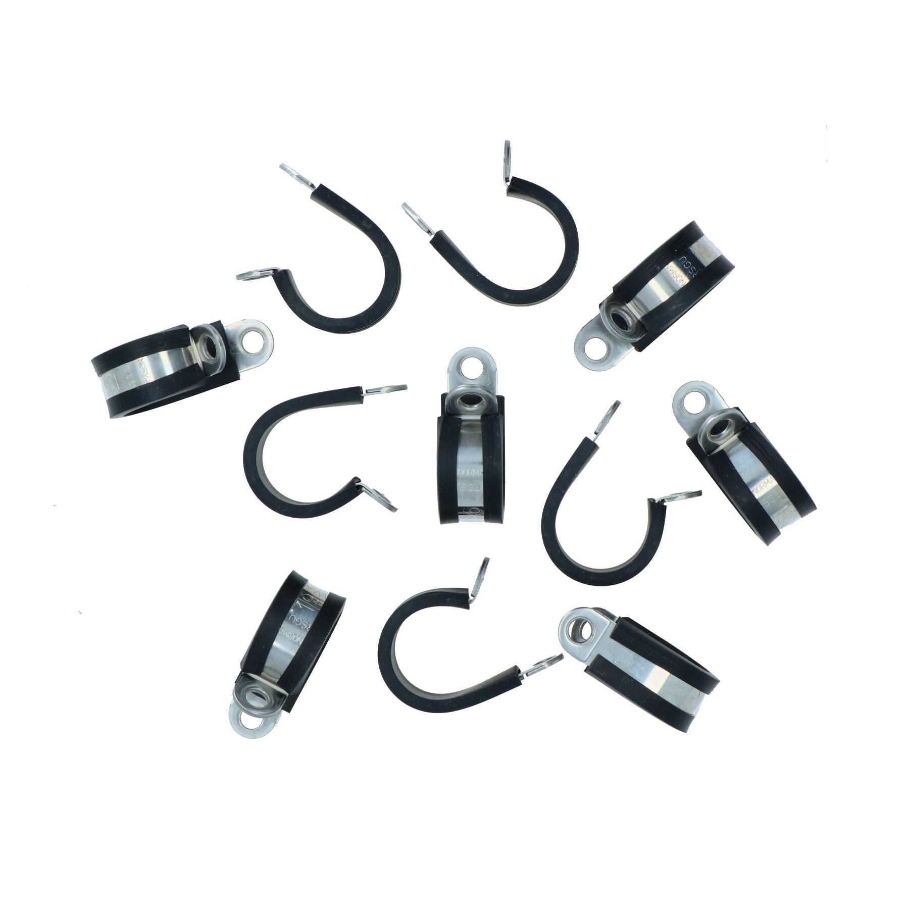 Pack of 10 Stainless Steel Rubber Lined P Clips Pipe Cable Clamp