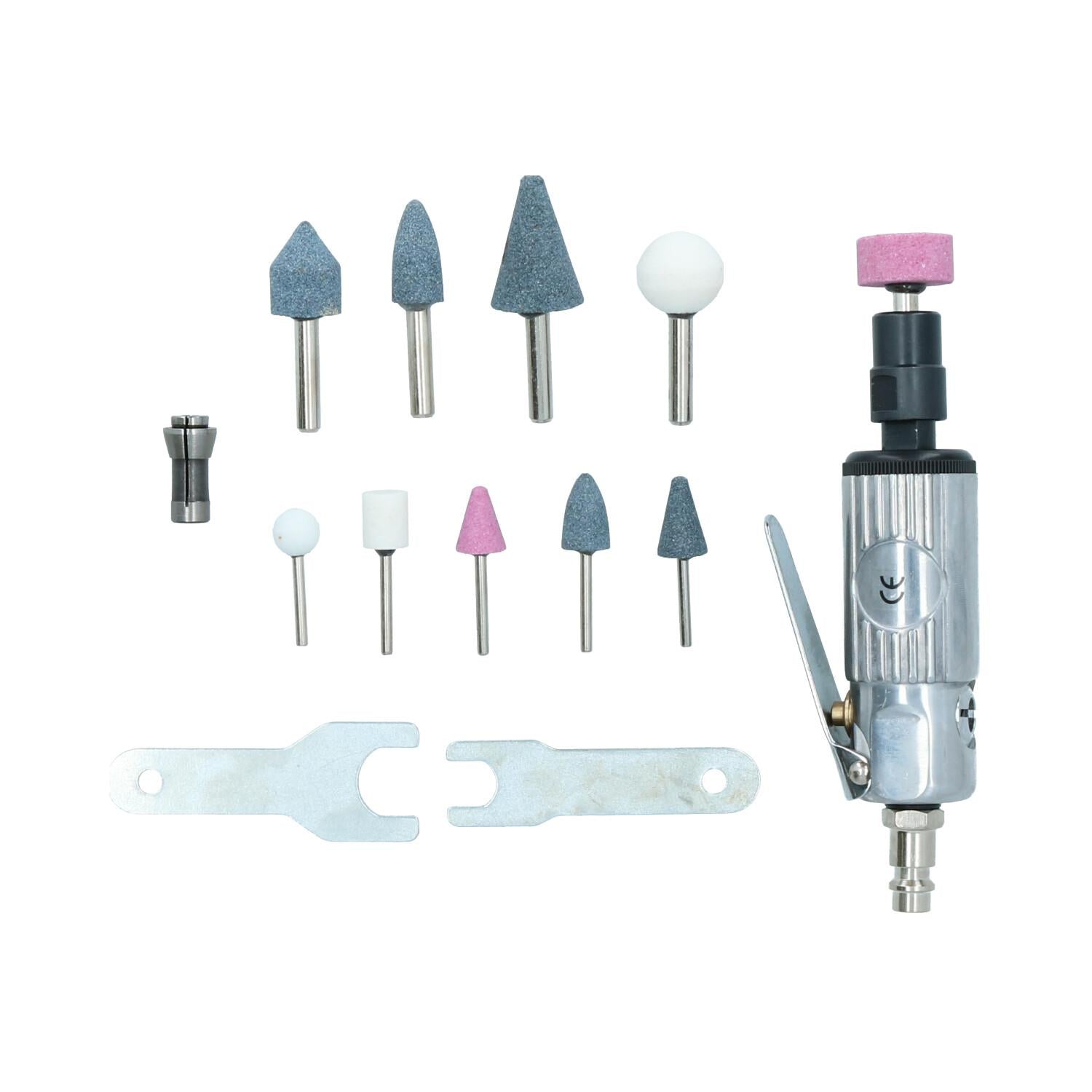 Air Die Grinder Grinding And Accessory Kit With 1/4" and 1/8" Collet 15pc Set