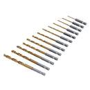 Metric Titanium Drill Bit Set With 1/4" Hex Shank 1.5 - 6.5mm 13pc