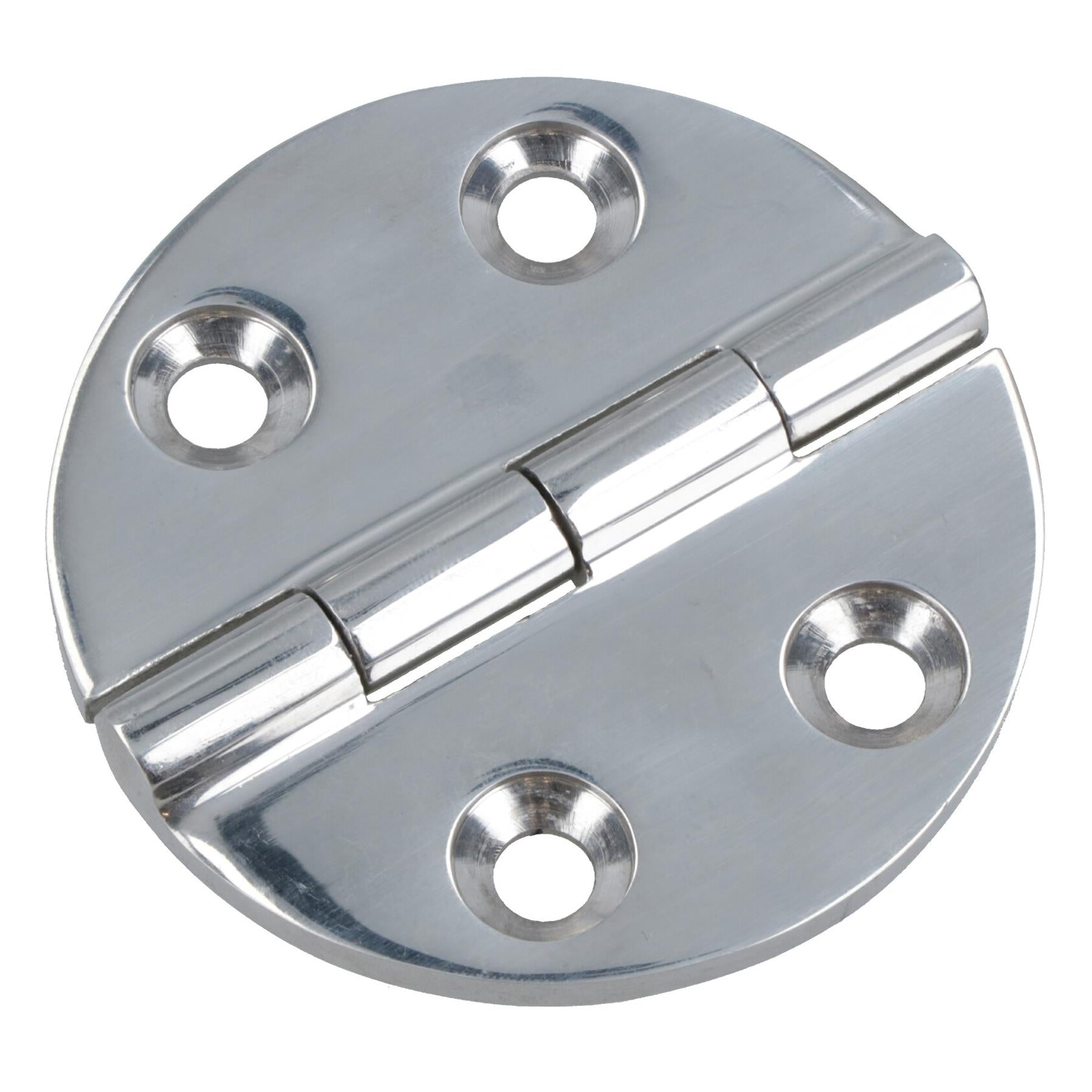 Polished Door Circular Hinge Stainless Steel 64mm diameter 316 Marine Cabin