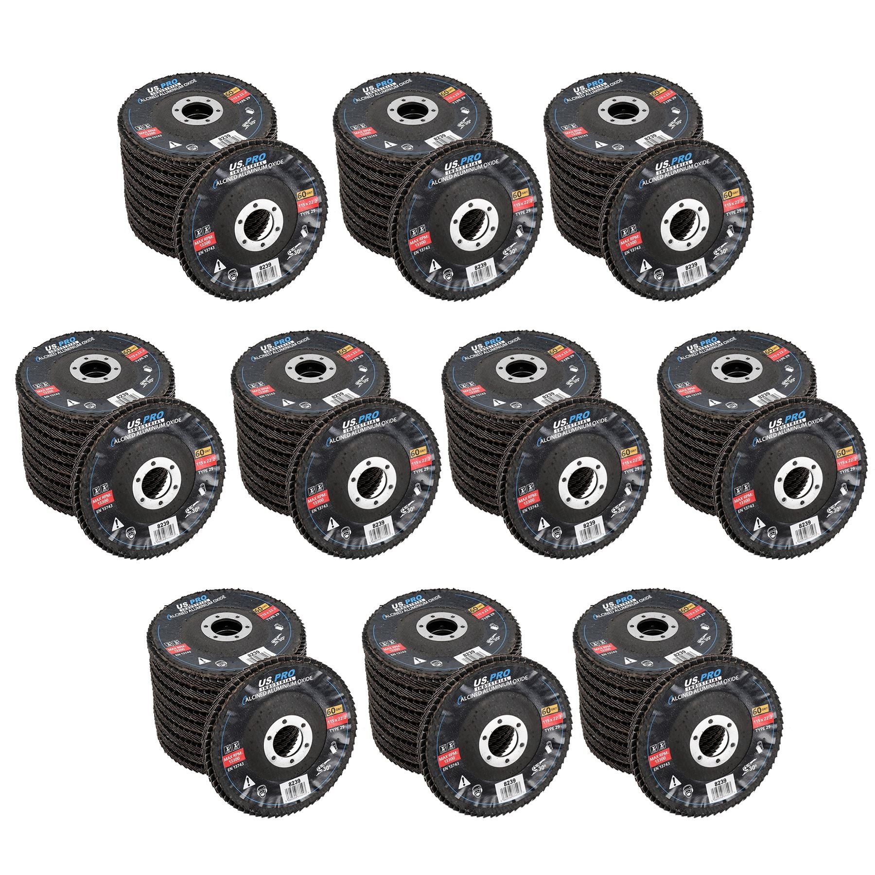 60 Grit Medium Flap Disc Calcined Aluminium Sanding Wheels Discs Type 29 10pk