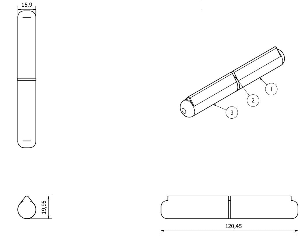 Lift Off Bullet Hinge Weld On Brass Bush 16x120mm Heavy Duty Industrial Quality