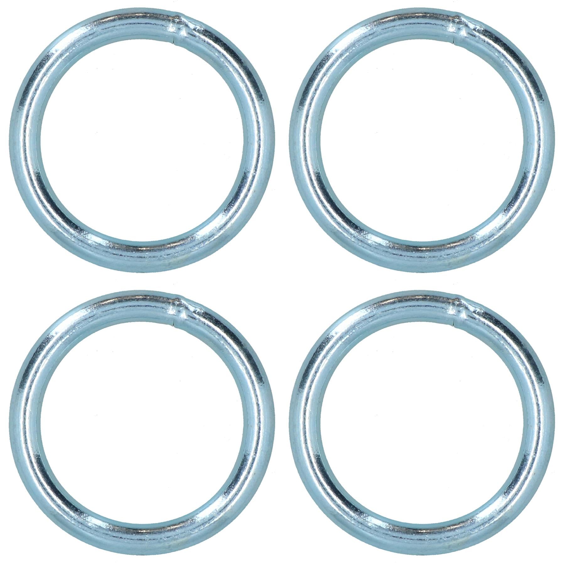 8mm x 50mm Steel Round O Rings Welded Zinc Plated 4 Pack DK36
