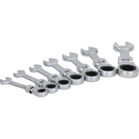 Metric + Imperial Stubby Flexible Flexi Combination ratchet Spanner Set 12pc