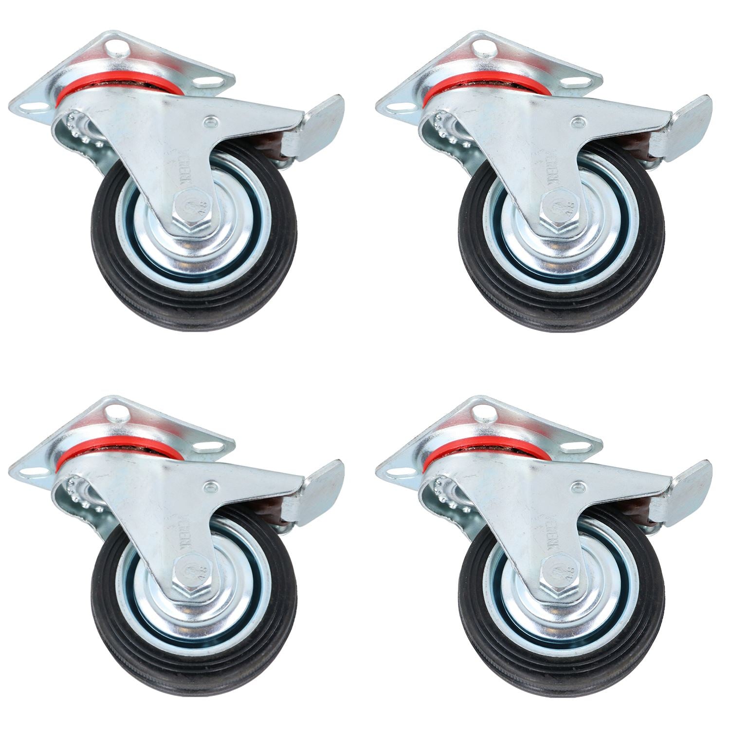 3” 4” 5” 6” Swivel Castors with Brakes Rubber Steel Caster Wheels Trolley