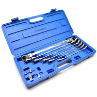 Metric Extra long double end flexi head ratchet spanner set 8mm-19mm 10pc AT663