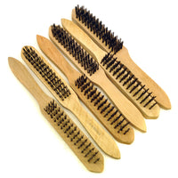Wire Cleaning Brush 4 Rows of Steel Bristles with Wooden Handle