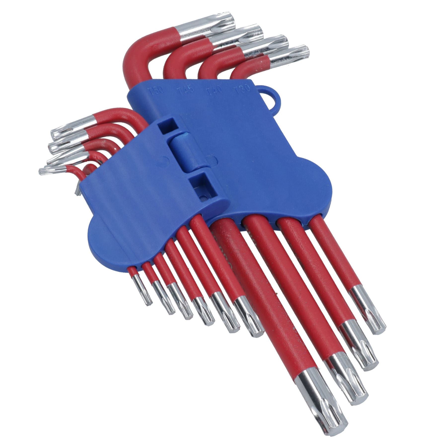 10pc Coloured Long Torx Star keys with Holder T9 – T50 Anti Slip Grip ...