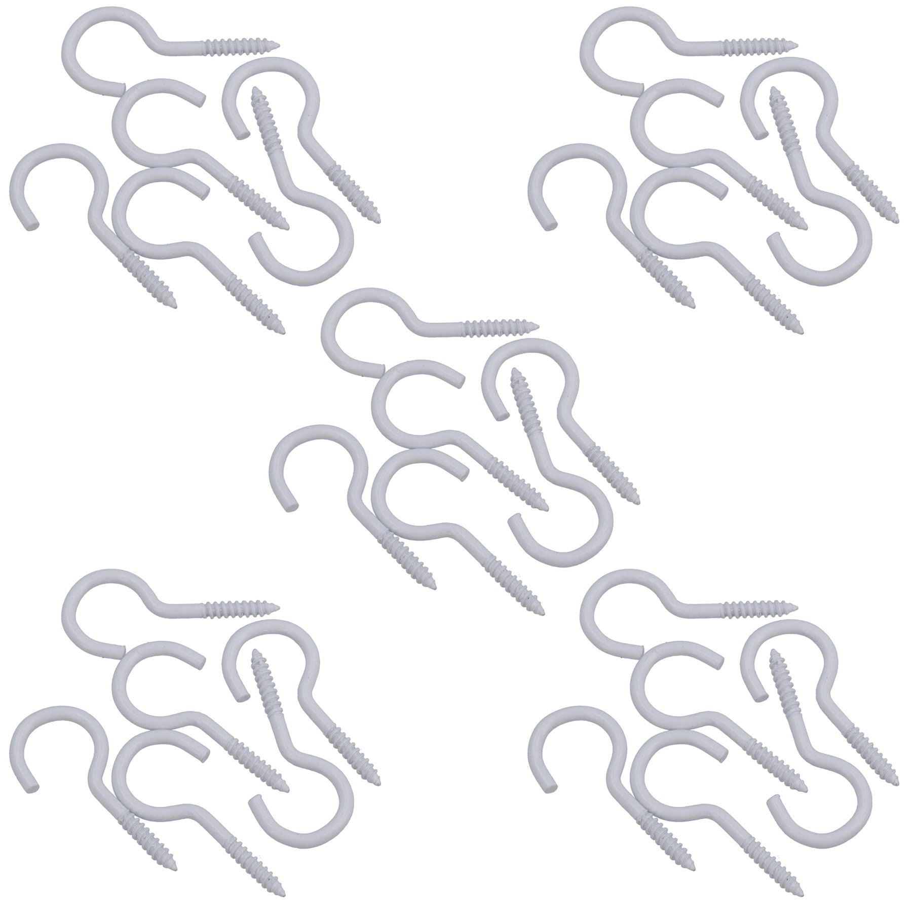 Screw Hook Fasteners Hangers White Plastic Finish 16mm Dia 50mm length