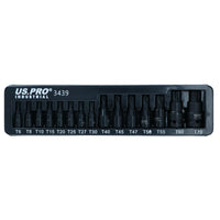 Male Torx Star Impact Impacted Shallow Bit Sockets Mixed Drive T6 – T70 15pc