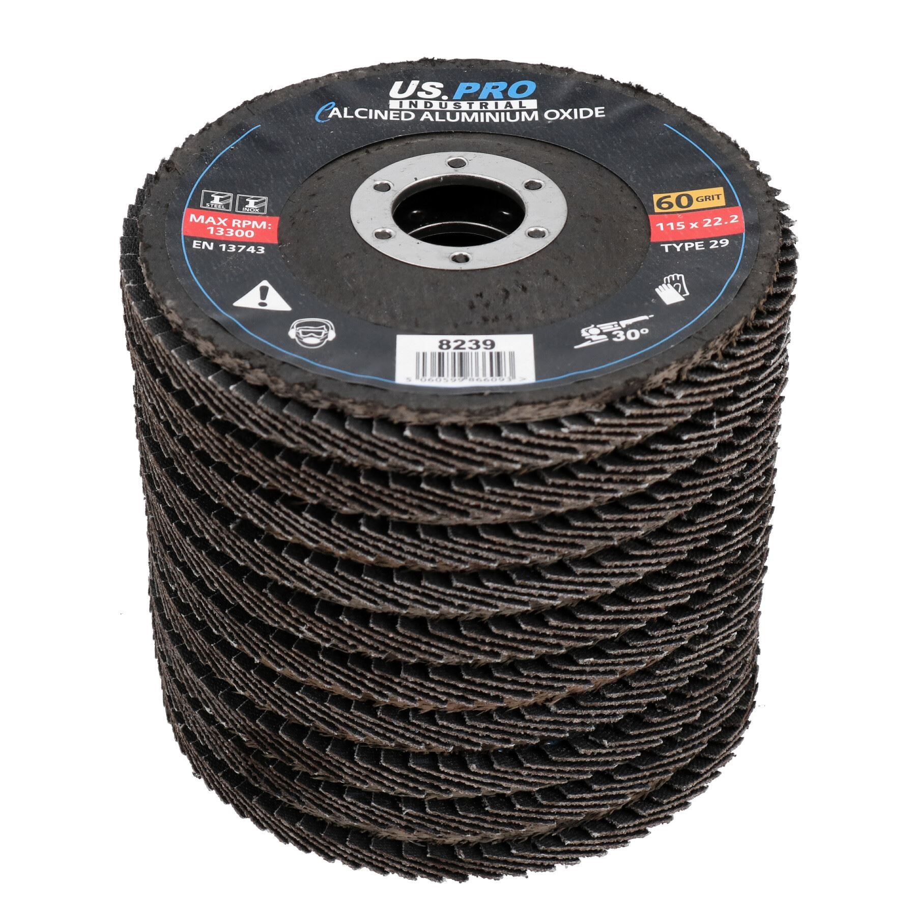 60 Grit Medium Flap Disc Calcined Aluminium Sanding Wheels Discs Type 29 10pk