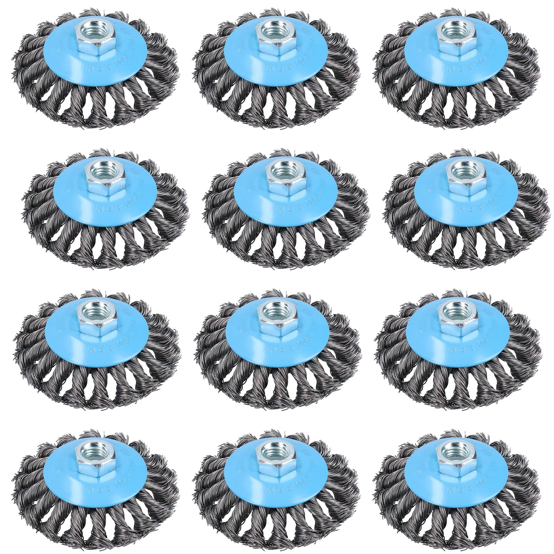 4" Twist Knot Bevel Wire Brush Rust Paint Removal for 4-1/2” Angle Grinders